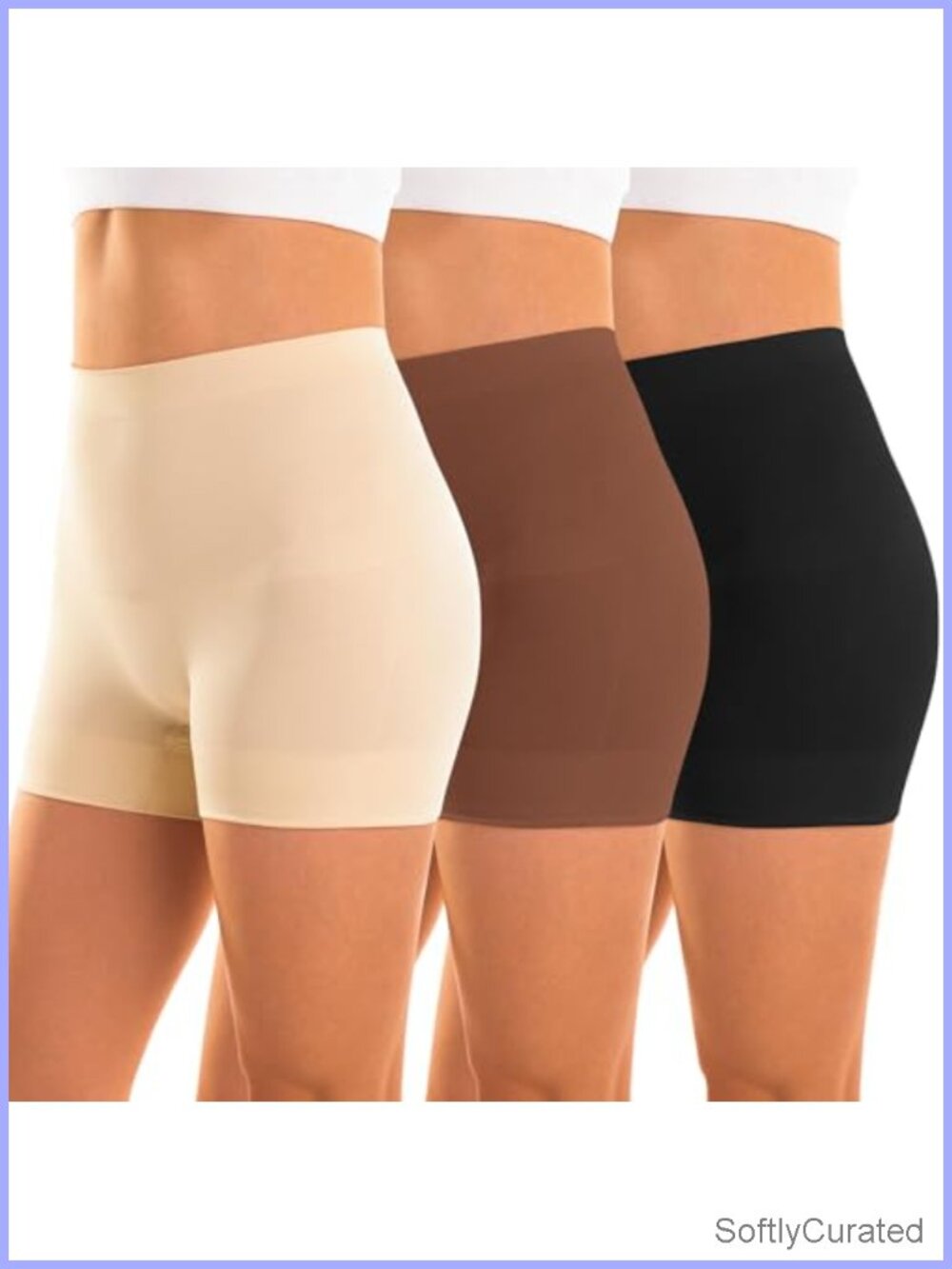 Women Shapewear Shorts Tummy Control Slip Under Dress 3-Pk Nylon Spandex